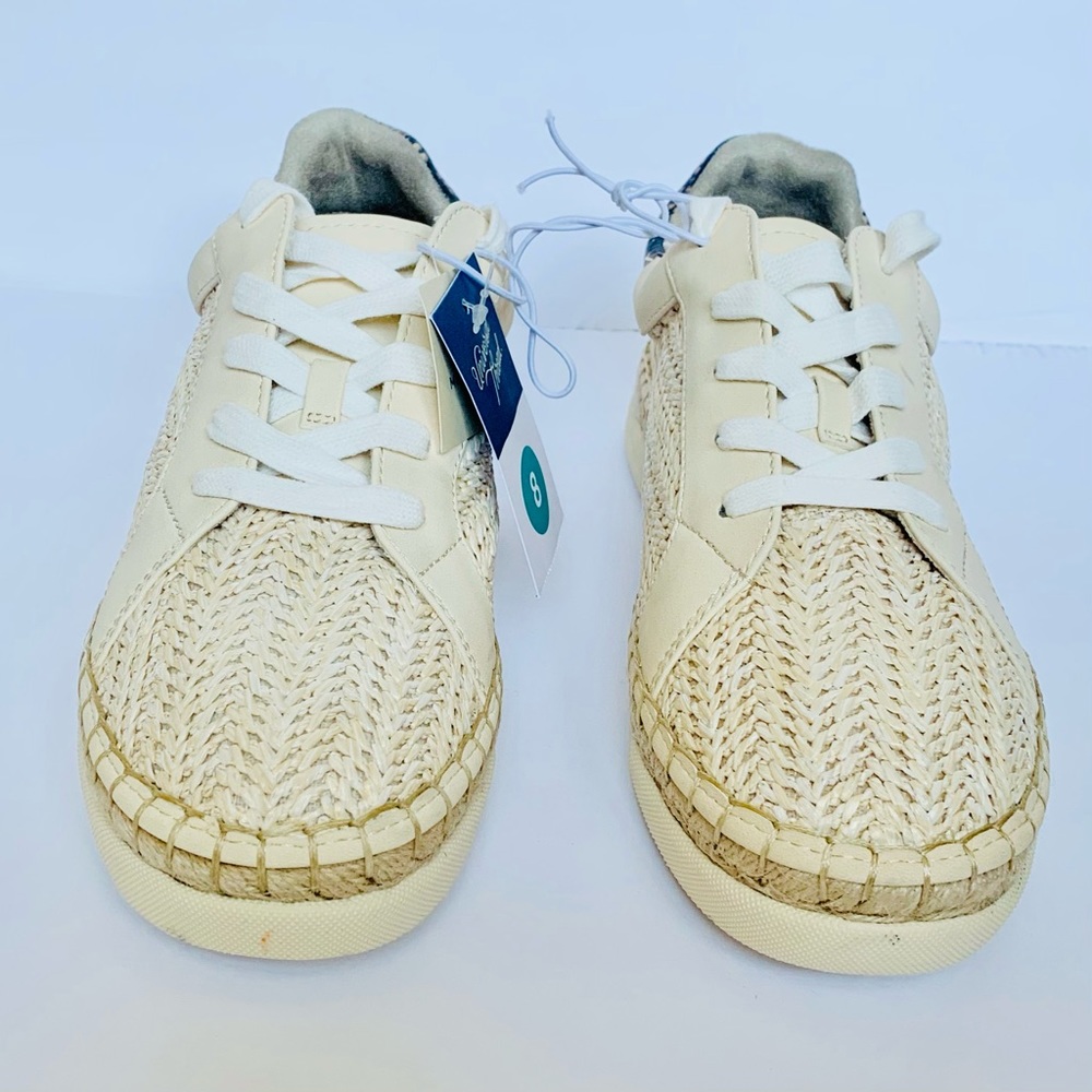 SNEAKERS Sz 8.5 Espadrille Boho Wicker Look Cream - Picture 6 of 15